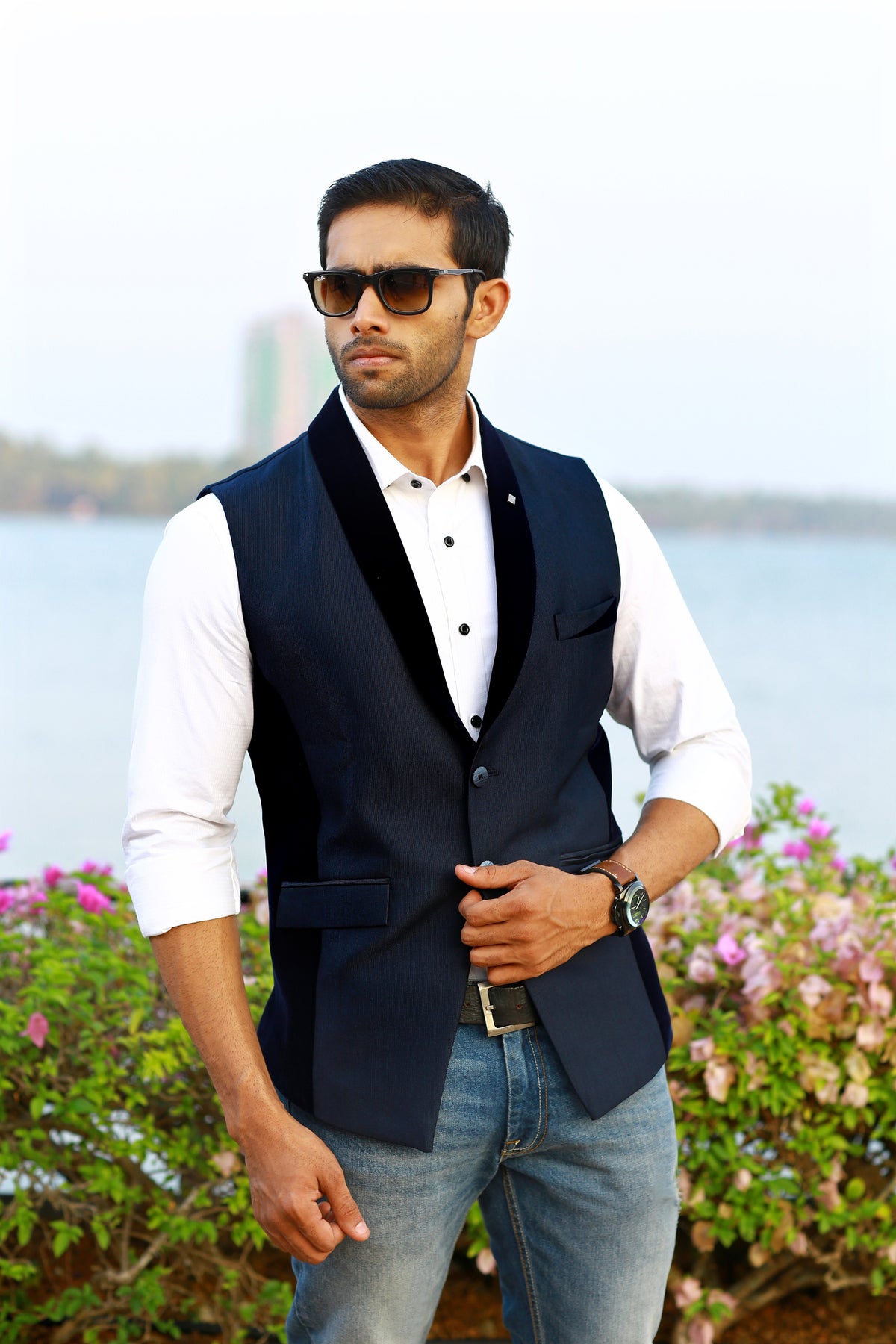 English Waistcoat Set Paired with White Shirt (Waistcoat + Shirt)