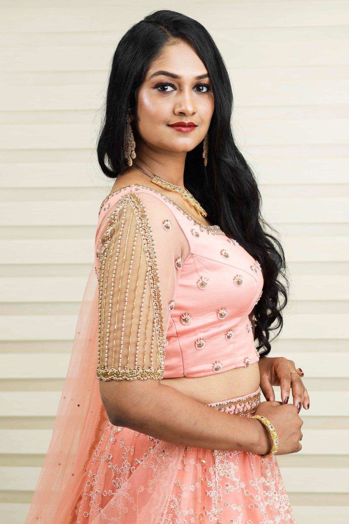 Ombre Tulle Lehenga with Zardozi & Cut Bead Detailing