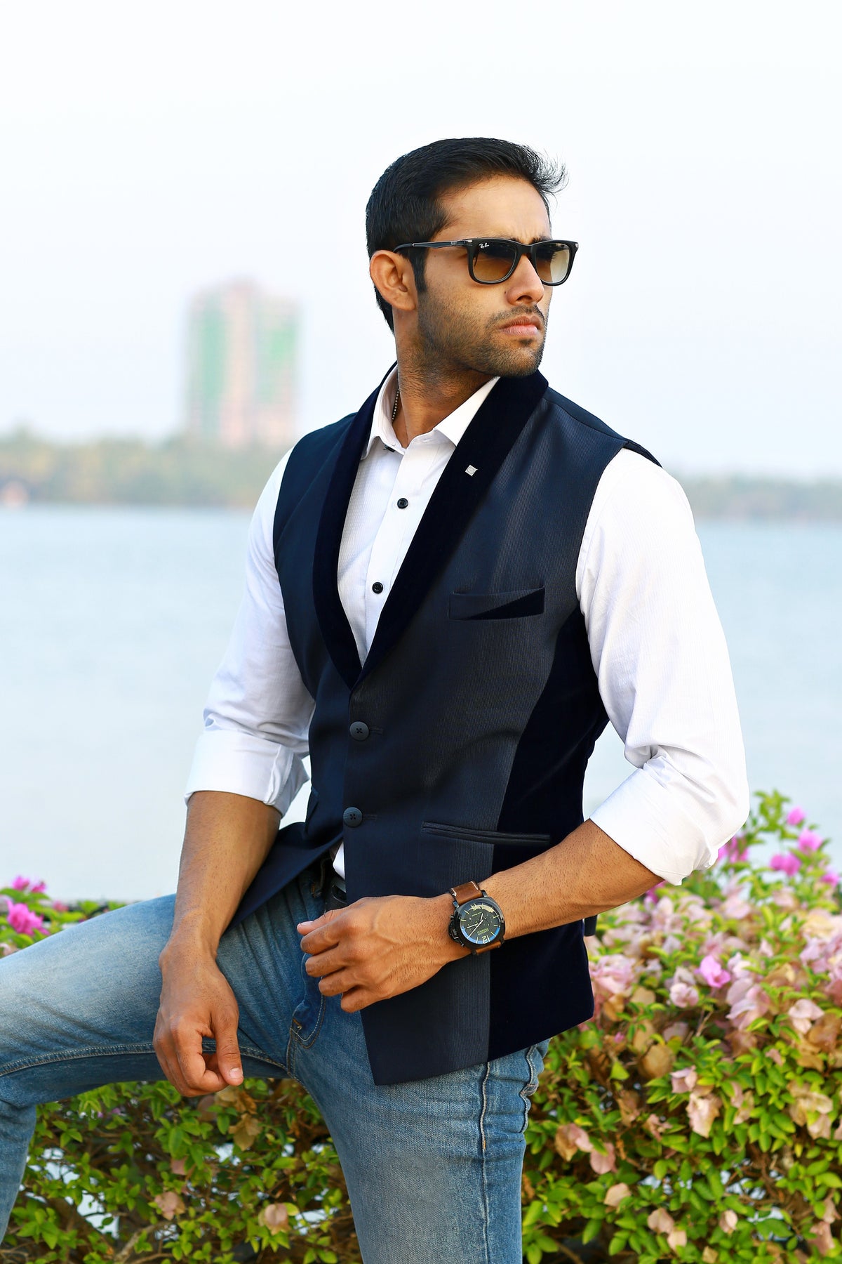 English Waistcoat Set Paired with White Shirt (Waistcoat + Shirt)