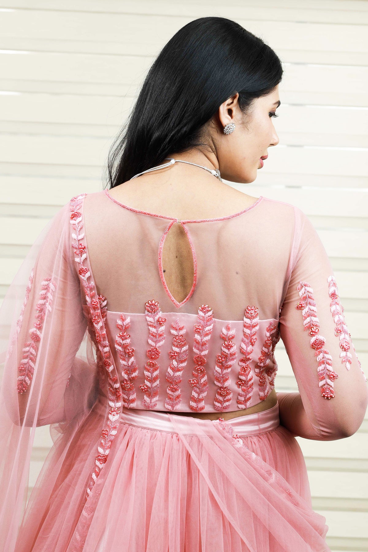 Ombre Tulle Lehenga with Heavy Floral Bead Detailing
